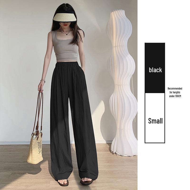 Yamamoto Women's High-Waist Wide-Leg Ice Silk Pants - Summer/Spring/Autumn Floor-Length Casual