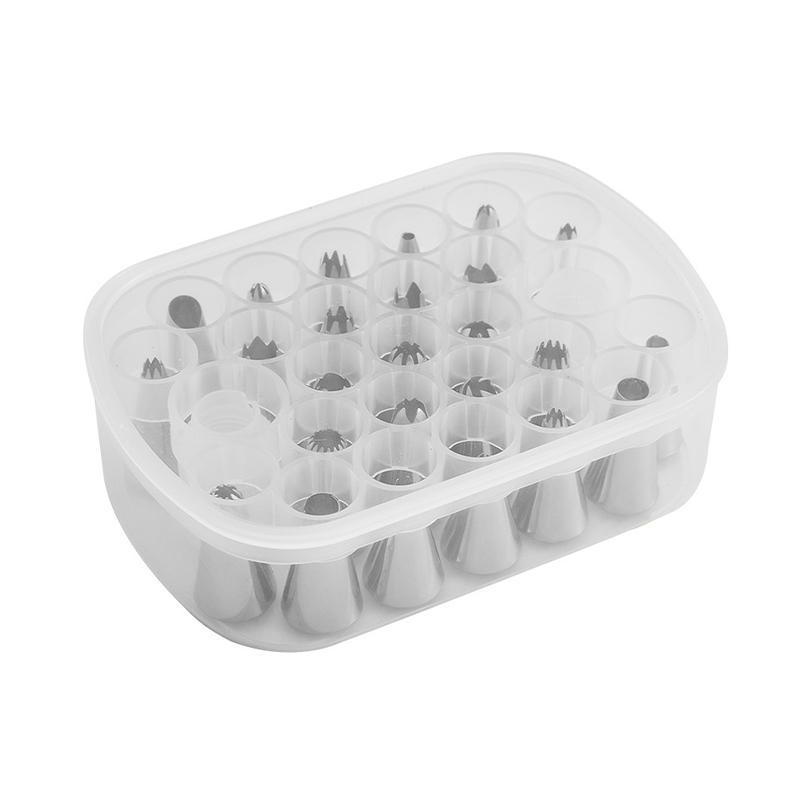 

Piping Tip Organizers Box With 25 Pcs Seamless Piping Tips 2 Adapters Nozzles Tip Cake Decorating Tools белый