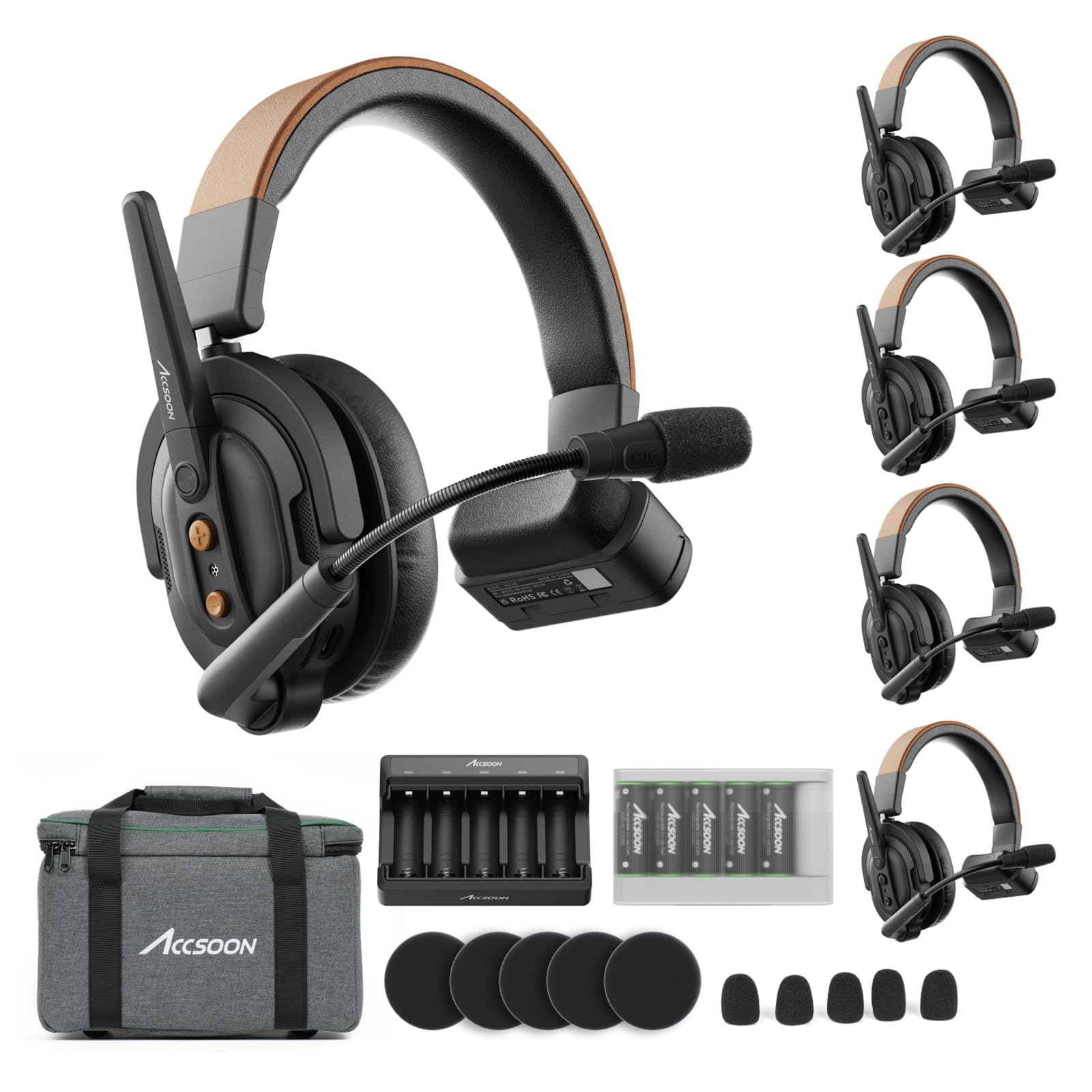 

[Accsoon Official Store] Accsoon Como SE Wireless Intercom 5 Person Full Duplex Wireless Intercom Headset System 2.4GHz Transmission Distance