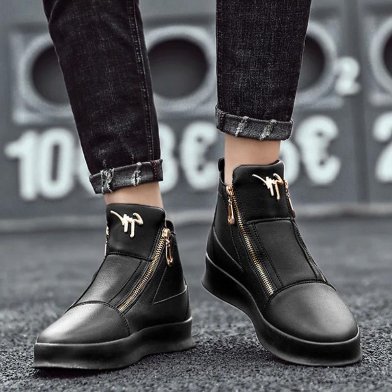 High Top Men'S Casual Shoes Fashion Platform Shoes Zip Male Vulcanized Shoes Comfortable Men Sneakers New Zapatillas De Deporte