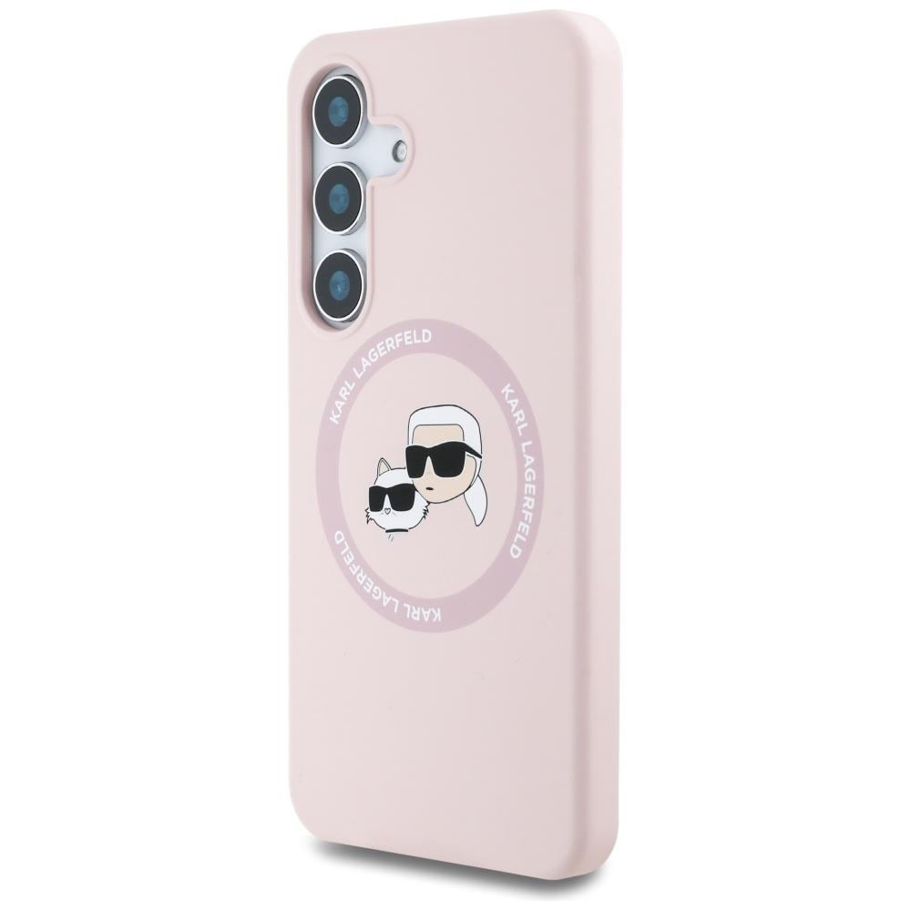 Karl Lagerfeld Silicone Double Heads And Circle Magsafe Case For Samsung Galaxy S25+ Pink