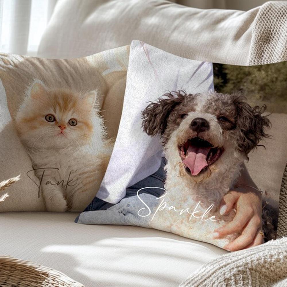 Personalized Double Sided Print Pet Photo Pillow Soft Polyester No Fuzz 45x45cm Kawaii Pet Lover Decorative Cushion for Sofa