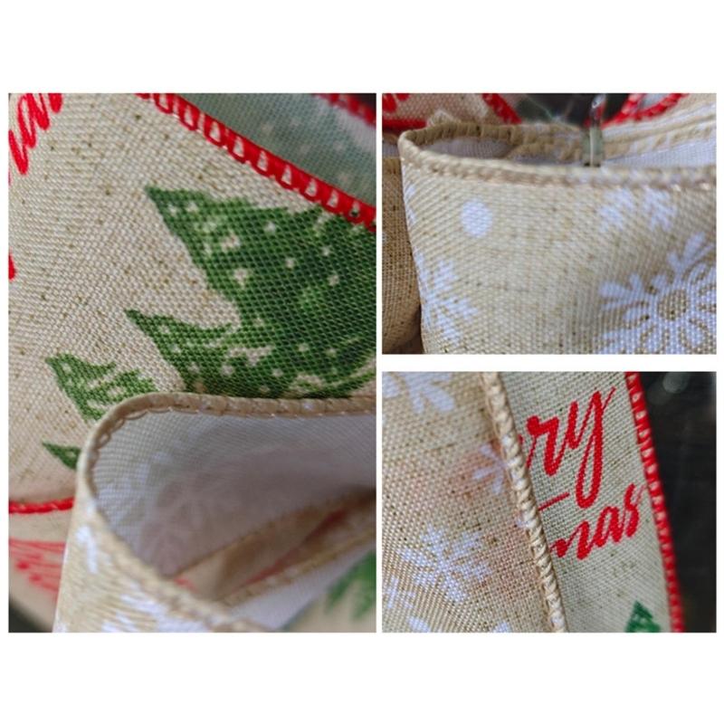 Double Layer Christmas Bowknot Decoration Set of 4 Soft Fabric Ribbon Ornaments with Stitched Center for Seasonal Home Styling