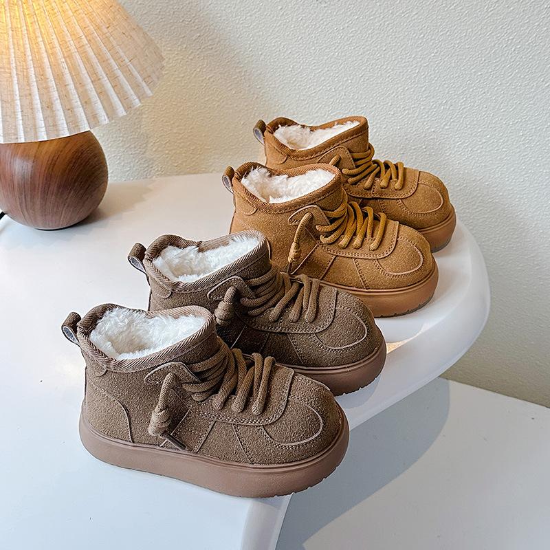 Northeastern snow cotton shoes for children, new winter style big-toed shoes for boys and girls, large children's plush shoes, non-slip