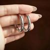 Earrings: 925 Sterling Silver with Gold Plating, Simple Smooth Large Hoops, Plain Studs, Light Luxury, High-End Feel