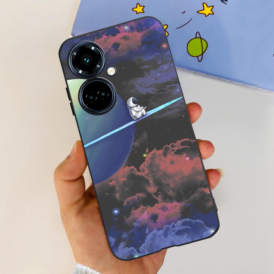 For Tecno Camon 19 Case Camon 19 Pro 5G CI7n Astronaut Silicone Cover For Tecno Camon19 Neo Phone Case Soft Cute Black TPU Cover