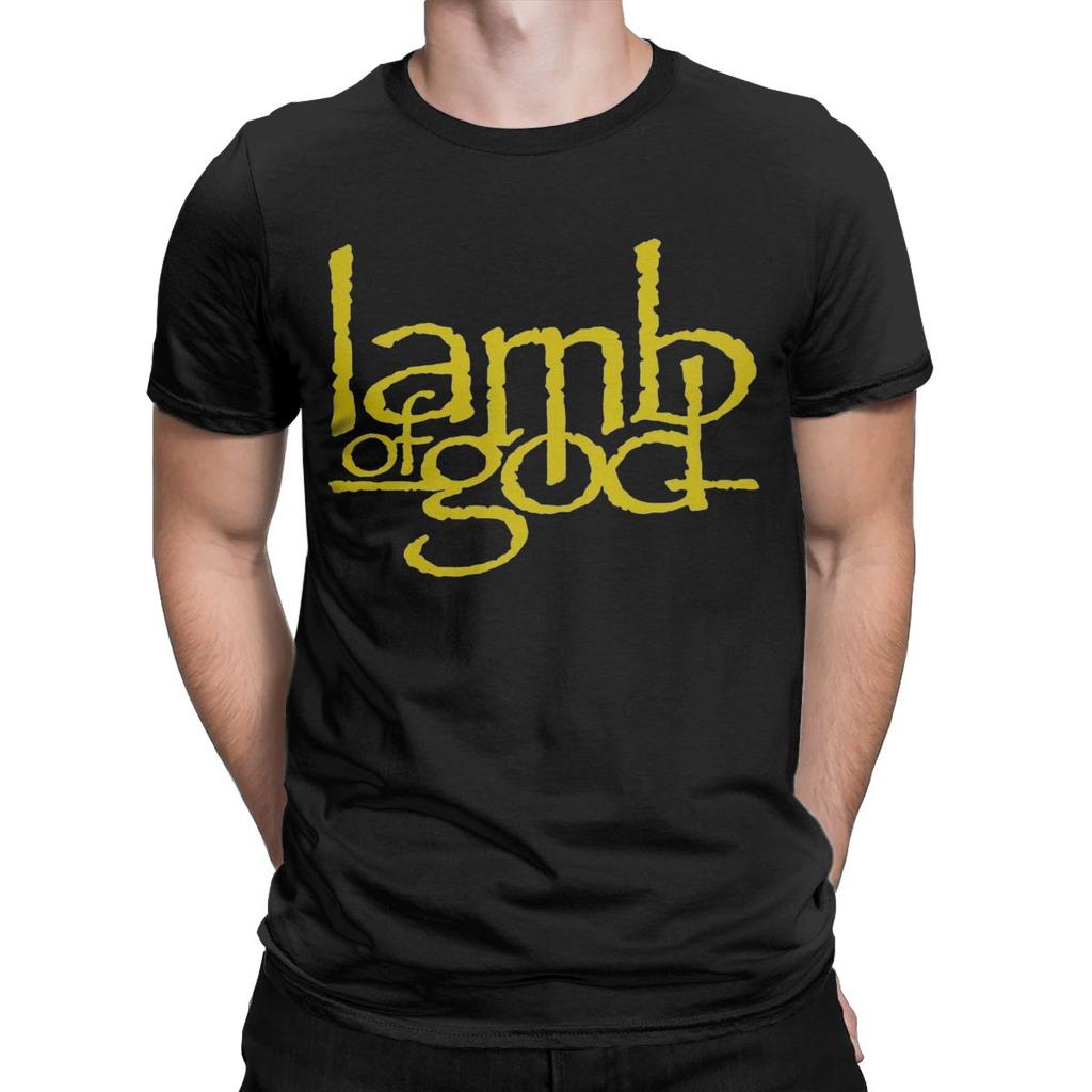 Vintage zlatá trička Lamb Of God pro muže bavlněné tričko s kulatým výstřihem trička s krátkým rukávem nápad na dárek oblečení