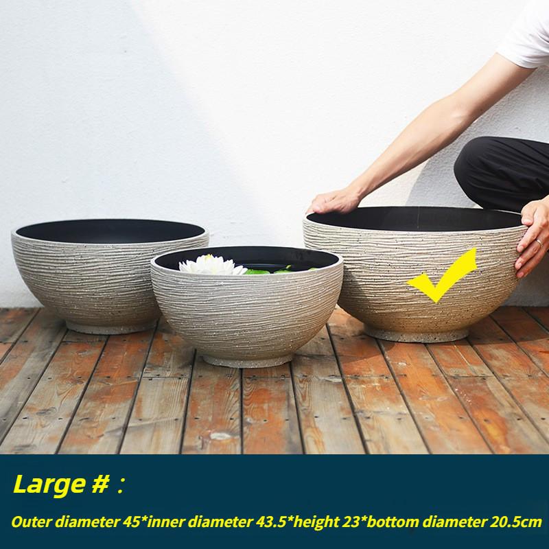 Neporézní Lotosový květináč Leknín Měděná mince Tráva Peněžní tráva Květináč Plast Imitace kamene Extra velká Mísa Lotosový květináč