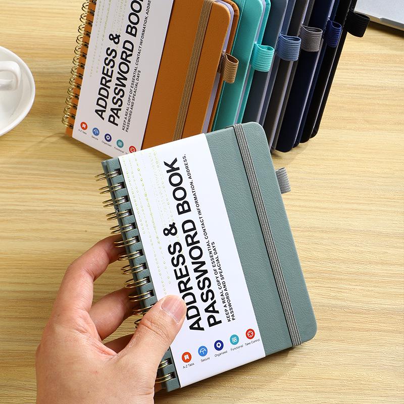 Password & Address Coil Notebook for Computer and Website Logins with Label Index