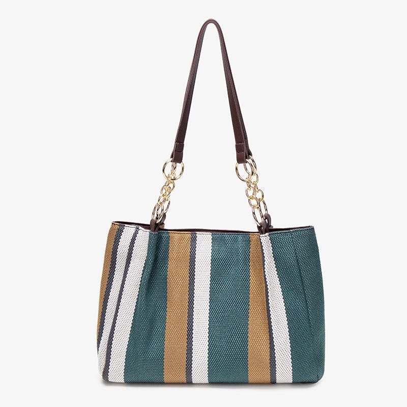 

Женская сумка через плечо большой вместимости, женская новая простая повседневная сумка-тоут в вертикальную полоску, модная сумочка синий