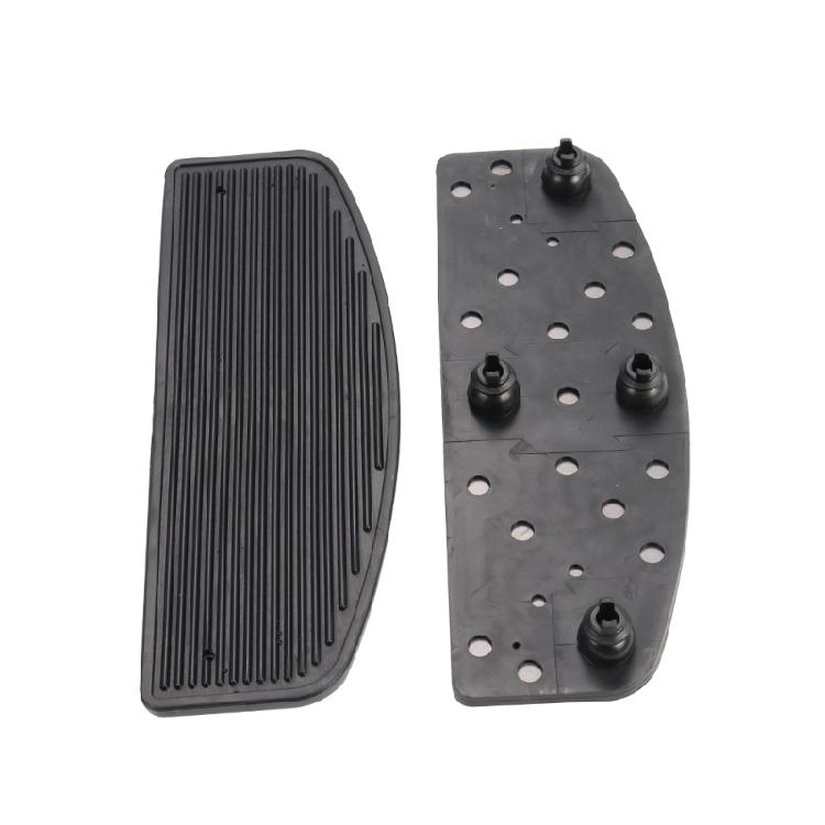 Hard Rubber Motorcycle Floorboard Insert Pair, Ribbed Front Replacement Pads, D-Shape Black Set, Left Right Pads, 30cm/11.8inch x 10.5cm/4.1inch