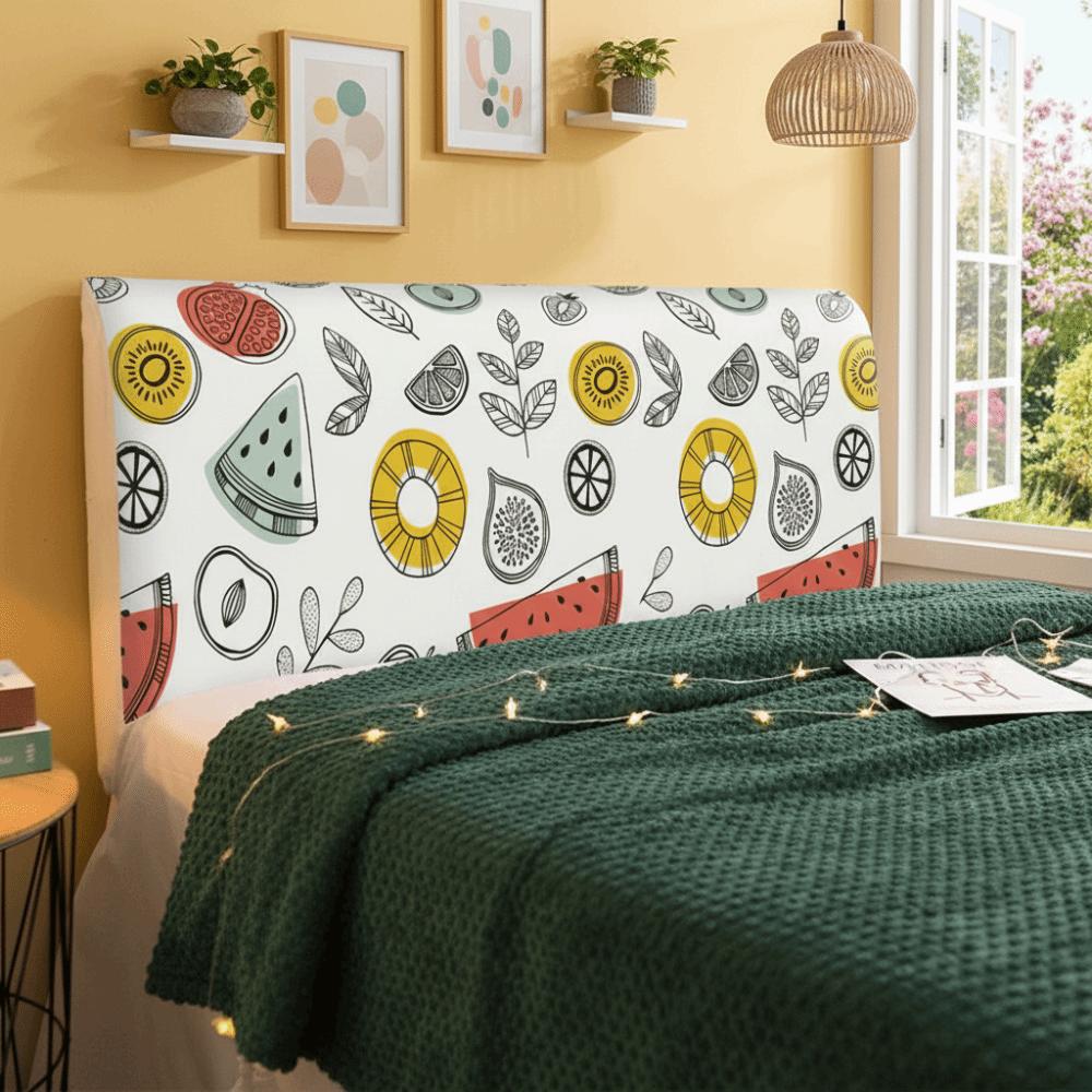 Cute Cartoon Elastic Bedhead Cover Print Design Thicken Bed Head Slipcover Dustproof Non-slip Headboard Cover Bedroom
