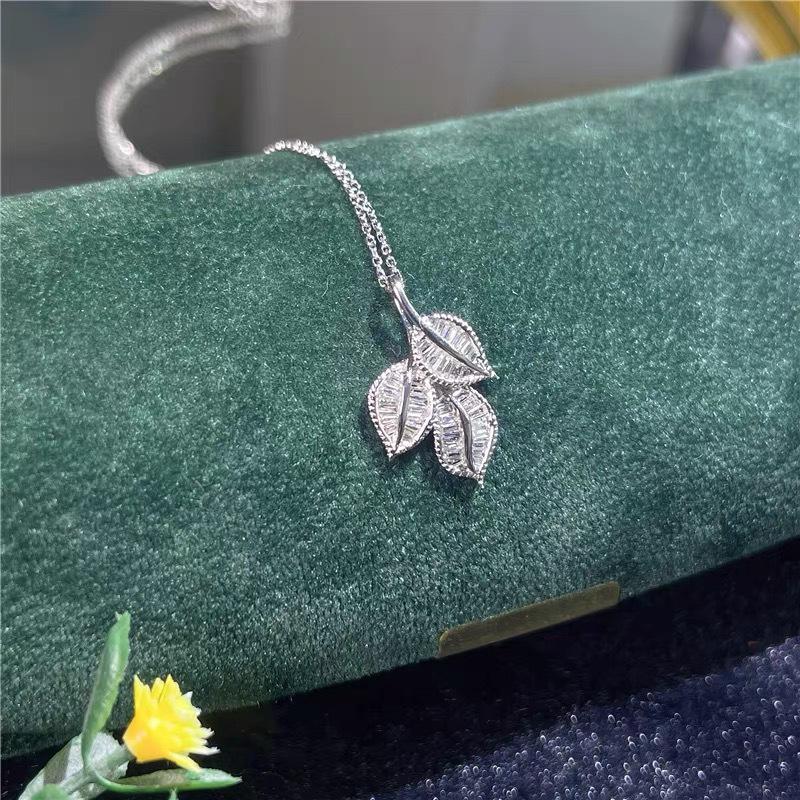 Elegant Maple Leaf Diamond-Accented Necklace for Women