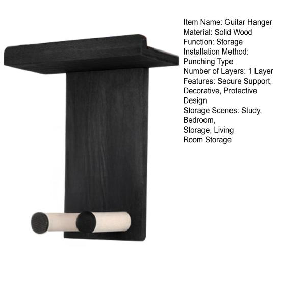 Guitar Wall Mount Hanger Shelf Pick Holder Wood Hook Electric Guitar Display Rack Personalized Guitar Decor