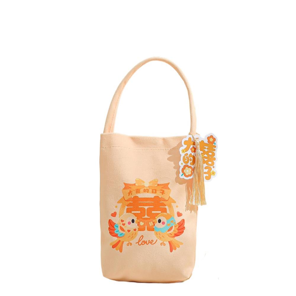 Traditional Canvas Wedding Candy Bag Tassels Drawstring New Year Gifts Bag Spring Festival Flower Chinese Style Handbag Party