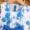 Girls' Fashionable Puffed-sleeve Floral Dress 2025 Summer Children's Casual Vacation Vest Dress