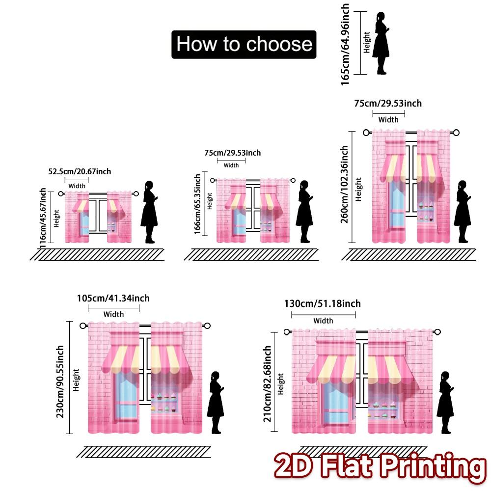 2pcs   2D FLAT PRINTING Curtains (Without Rod) CandyShopFront Creative Modern Curtains Yarn Curtains Versatile All Perfect for