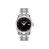Kutu Serie Quarzwerk Einfache Retro 100m Wasserdichte Uhr 32mm Schwarzes Zifferblatt Edelstahlgehäuse Edelstahlarmband T035.210.11.051.00