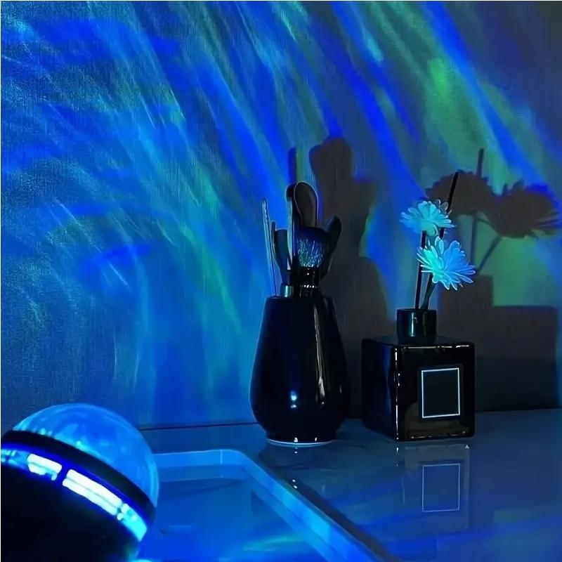 5V USB Northern Lights Projector Lamp – RGB Starry Sky Night Light with 7 Colors, Remote Control & Auto Rotation for Christmas Room Decor