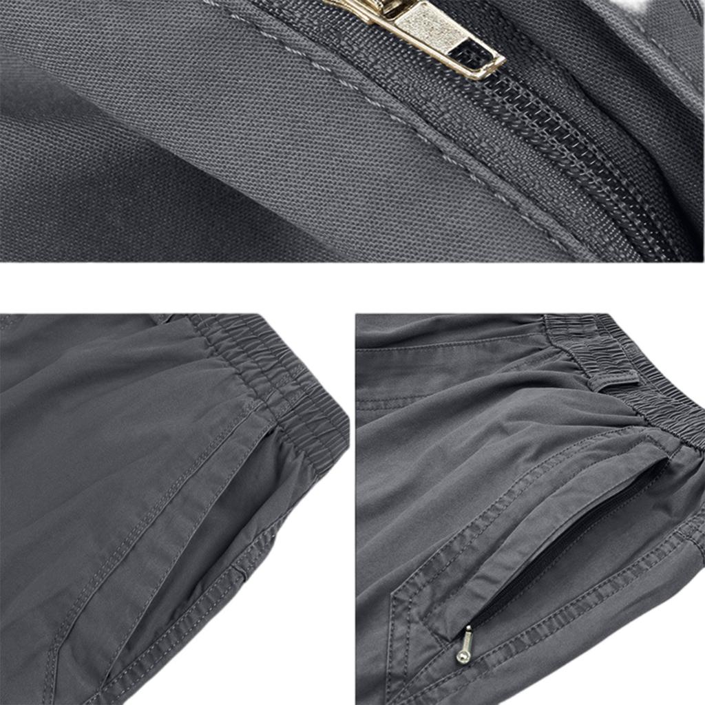 Men's Classic Outdoor Loose And Casual Multi-pocket Work Pants, Youth Stretch Waist Long Pants