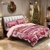 3pcs Pink Imitation Bedding Set Relief Christmas Dwarf Print Coreless Duvet Cover Set Soft Dormitory Bedroom Decor Multiple Size