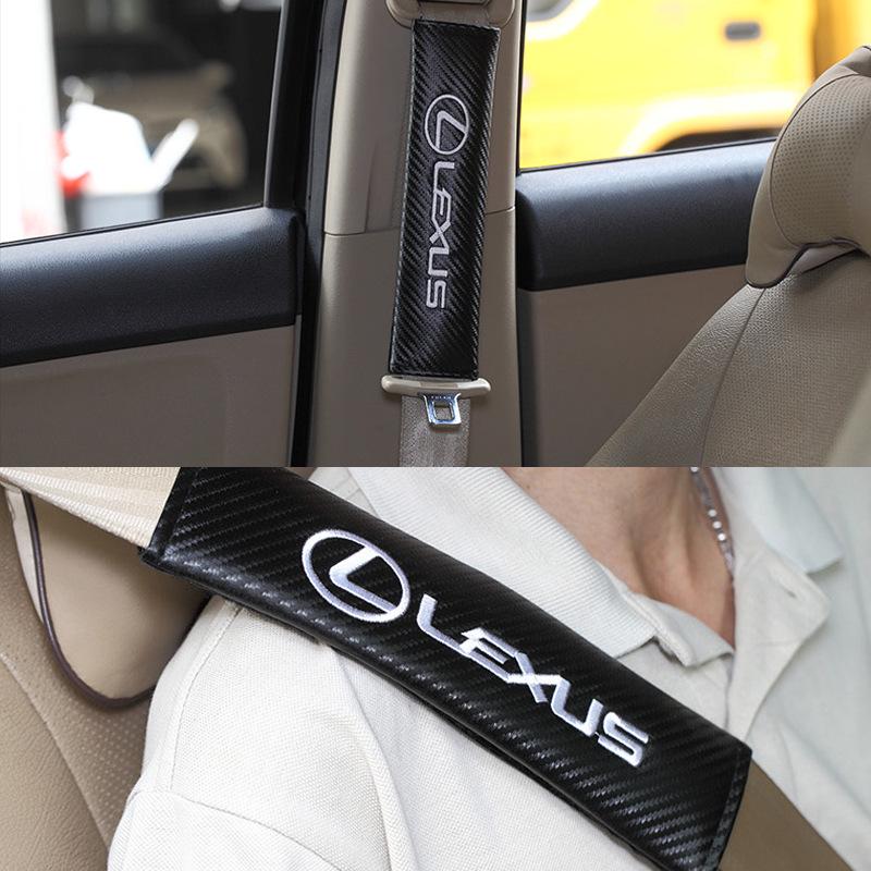 Mini Logo Leather Carbon Fiber Car Seat Belt Shoulder Pad