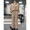 Women Fashion Striped Long Sleeve Shirt Loose Pants Two Piece Casual Set