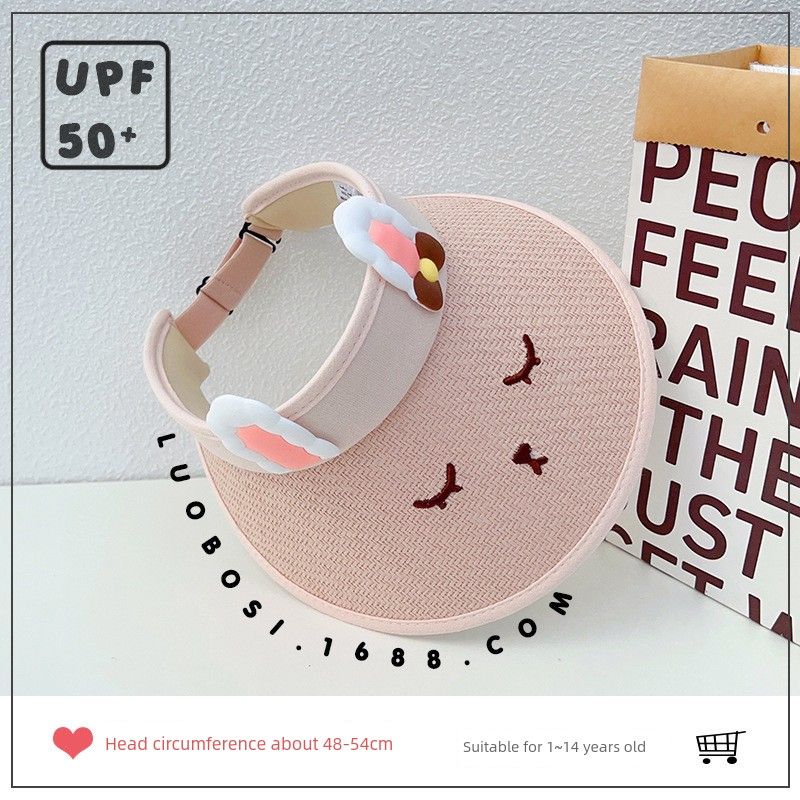 

Kids Sun Hat Summer Girl s Sunhat Baby Sun Hat Baby Big Brim Topless Hat Female UV Pink