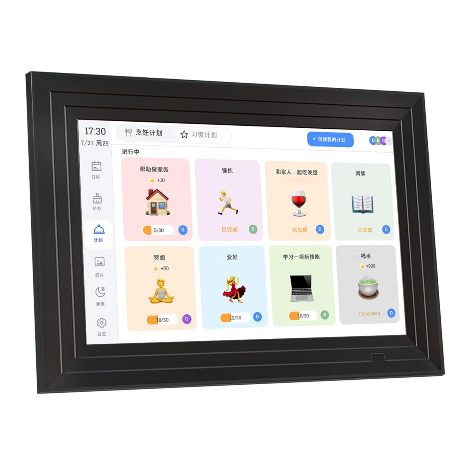 

10,1-дюймовый IPS LCD-экран с полным углом обзора, цифровой календарь, планировщик, список дел, интерактивный календарь, управление через приложение для семьи чёрный