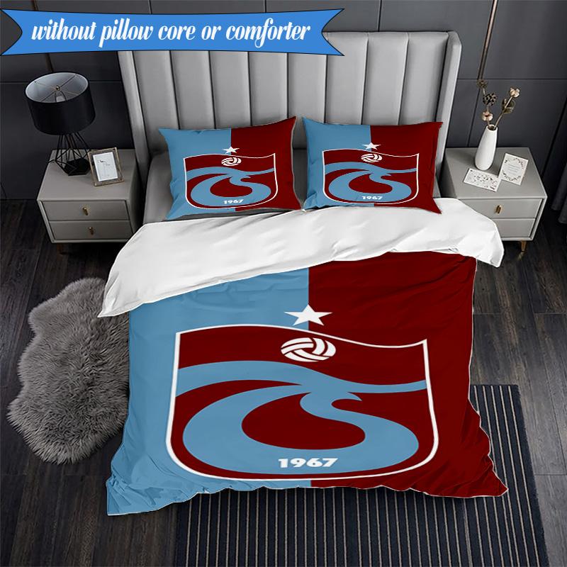 3PCS Trabzonspor Crest Emblem Bedding Set 2D Printing (Includes 1 Duvet Cover + 2 Pillowcases Coreless), Bedroom decor,Fan gift