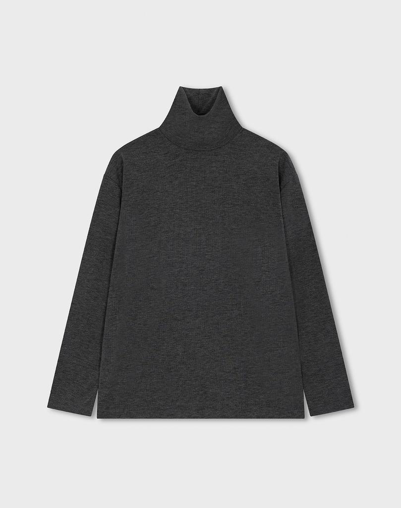 WORK ON BODY OFF Rested Semi-Overfit Turtleneck Knit [Charcoal]
