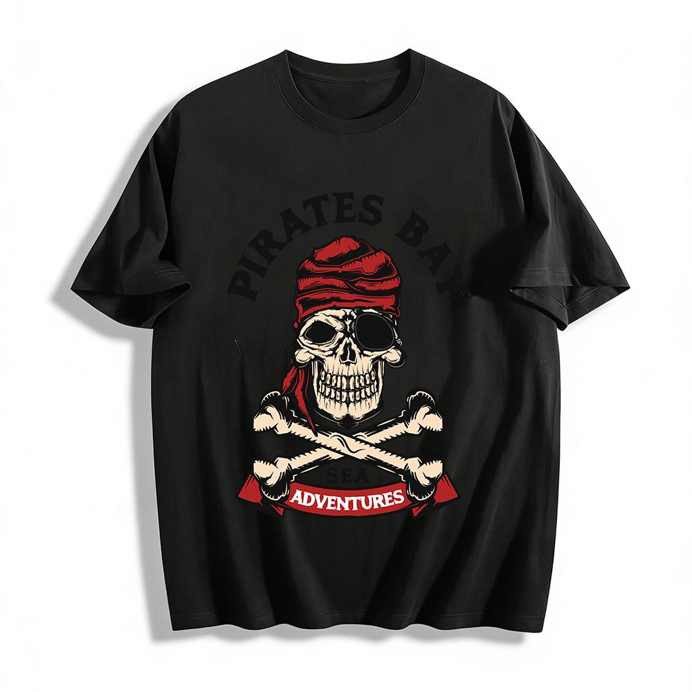 Pirates Bay Sea Adventures Pirate Skull Crossbones Graphic Tee Pure cotton T-shirt XXS