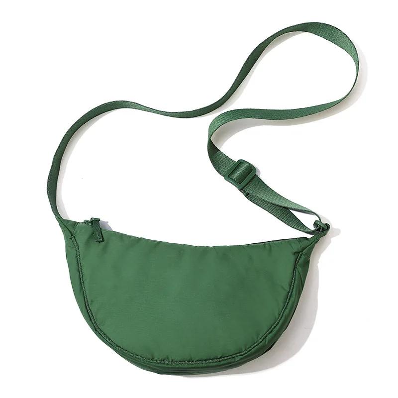 Solid Women's Portable Shoulder Bag Simple Female Nylon Cloth Padded Crossbody Bags Travel Purse Handbags Messenger Bag