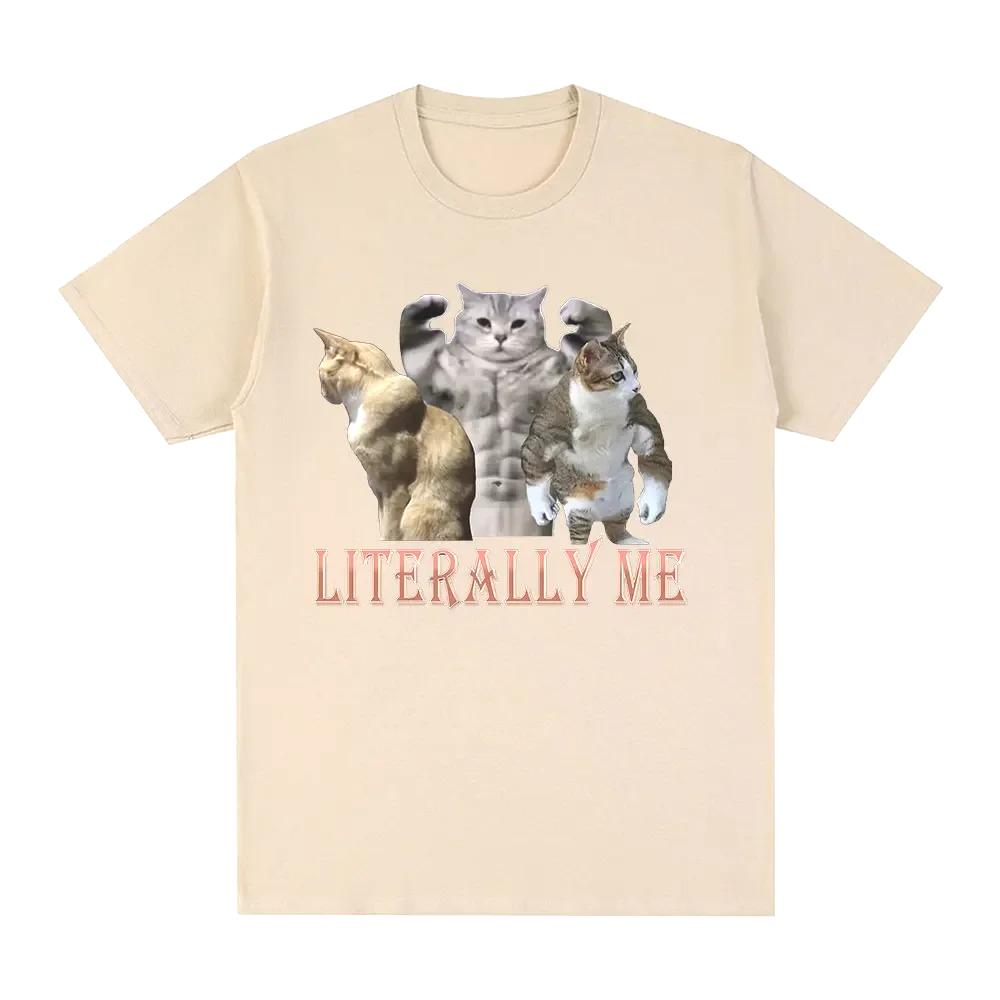 Buff Cats Meme Literal Me Tshirt Fitness Gym Women's Fashion Hip Hop Short Sleeve Tshirt Casual T-shirt