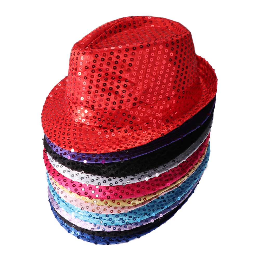 Sequin Dance Jazz Cap Shiny Glitter Jazz Hat Role Play Prop Sequins Fedora Hat Party