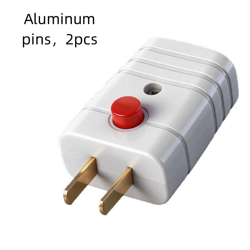 2 Prong Electric Power Plug With On Off Switch And Thick Pure Aluminum Pins 10A 250V For Home Office Daily Usedesert Bling