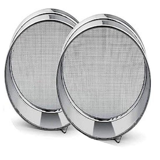 

Silver Stainless Steel Food Strainer Flour Seive for Kitchen Pack of 2