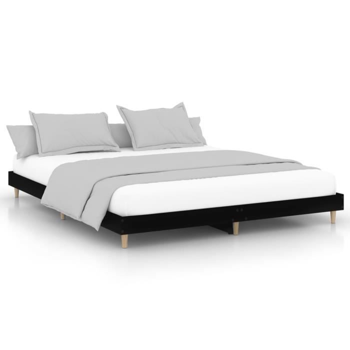 VidaXL Cadre de lit noir 200x200 cm bois d'ingénierie 832006