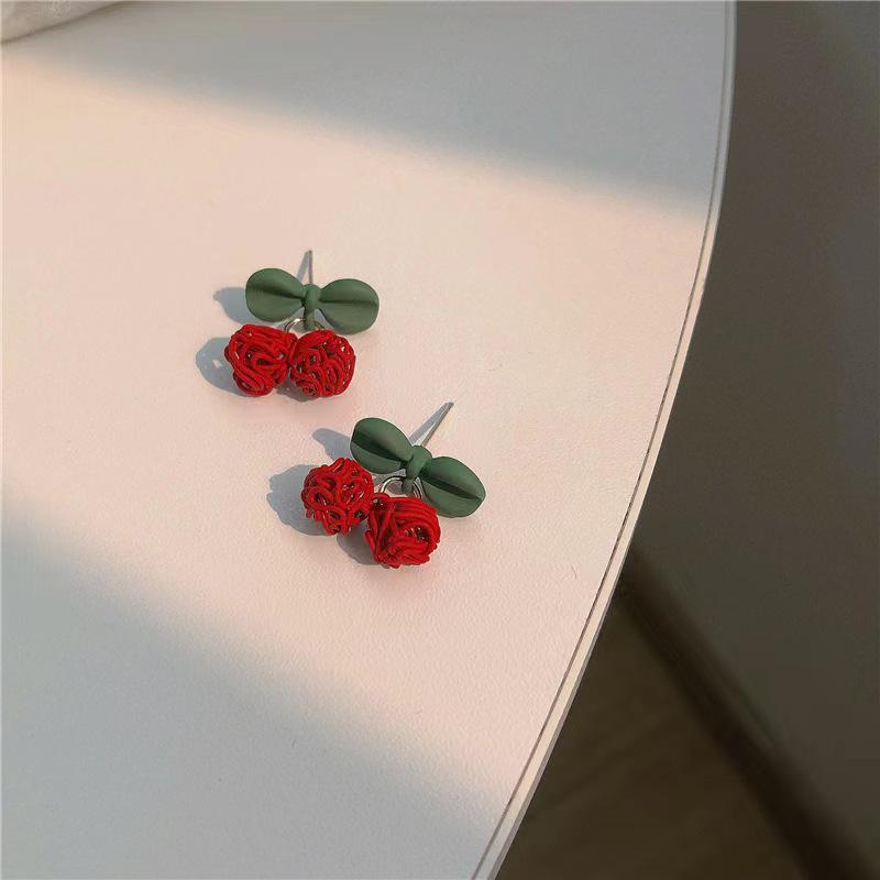 2025 Trendy Korean Cherry Earrings for Women: Unique Summer Design, Celebrity Style