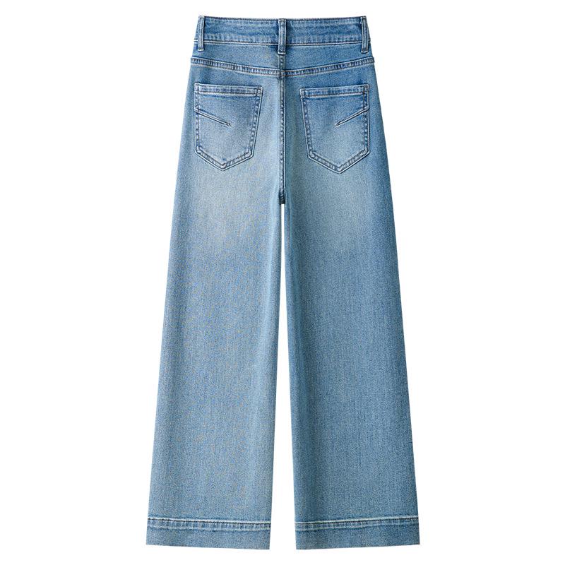 Women's Light Blue High-Waisted Slim-Fit Straight-Leg Jeans - Spring 2025, Pear-Shaped Slimming, Versatile Design