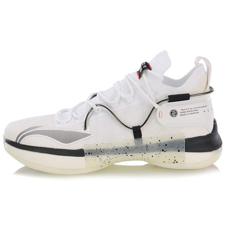 Li Ning Speed 6 Oreo Slip Resistant Abrasion Resistant Mid Top Basketball Shoes Men's Black White ABAP071-3