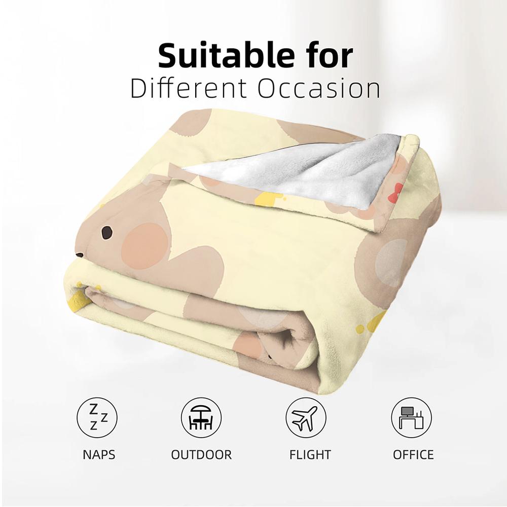 Crowned Blush Bear Soft Flannel Blanket Breathable Warm Throw for Office Car Sofa Kids Room Birthday Xmas Gift