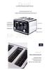Euro Spec Stainless Steel 4-Slice Toaster Oven with 6 Settings for Home Breakfast.