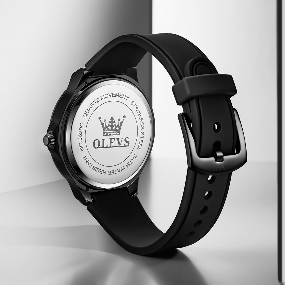 OLEVS Stylish Silicone Quartz Date for Men Men's Watch, Ultra-Thin Strap, Movement, Analog, Display,