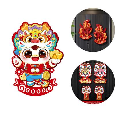 Chinese Spring Festival Zodiac Horse Wall Decorations Cartoon Traditional 2026 New Year Door/Window Decals Blessing Sticker
