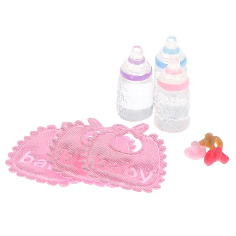 1:12 Puppenhaus Miniatur Babyflaschen Schnuller Lätzchen Set Kinderzimmer Zubehör Geschenk
