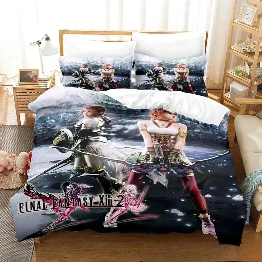New 3D Print Anime Game FINAL FANTASY XIII-2 Bedding Set Boys Girls Twin Queen King Size Duvet Cover Pillowcase Bed Boys Adult
