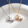 Elegante Doppelschwanen-Lila-Anhänger-Schlüsselbein-Halskette für Damen