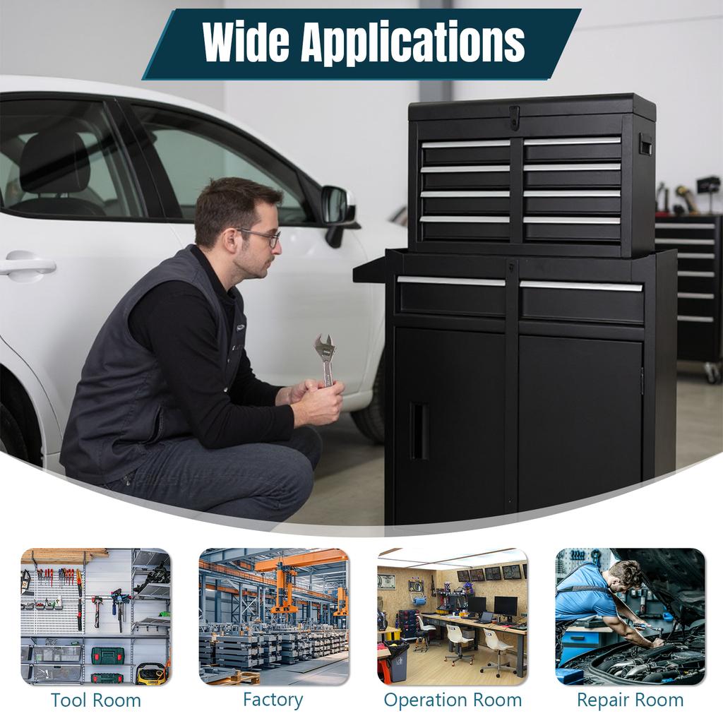 Large Detachable Toolbox with Double Door & Wheels Mechanic Tool Storage Box Parts Storage Cabinets for Factory Warehouse Use