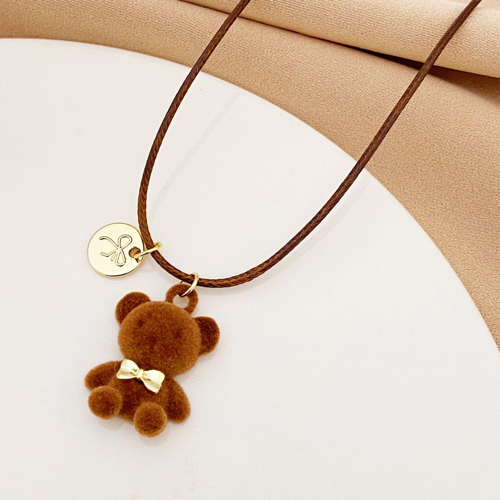 Adorable Brown Plush Bear Pendant Necklace Fashion Accessory for Kids Teens And Lovely Styles Trendy Women Ladies